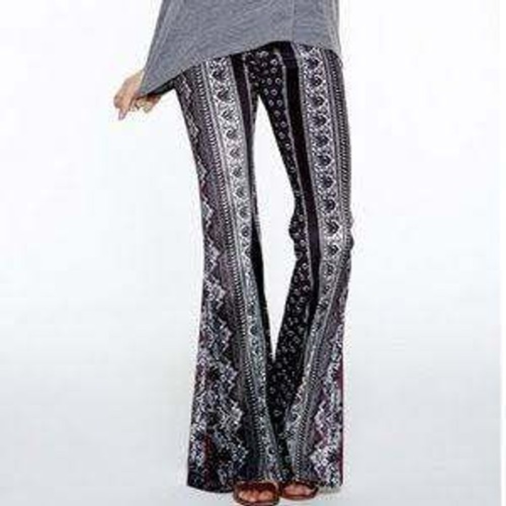 Novella Royale Janis Bells in Dark Berry/Black Velvet Flare Bell Bottom Pants M